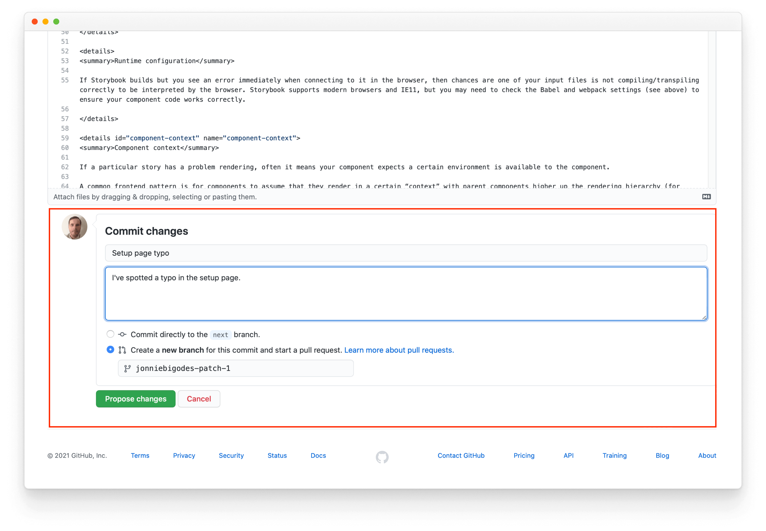 Fill the commit information